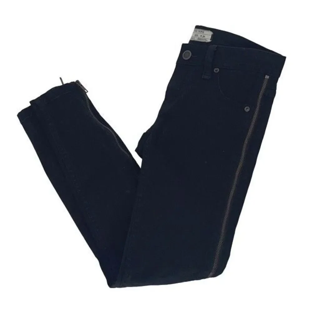 Free People Womens Levon Side Zipper Skinny Jeans Stretch Denim Black Size 25‎